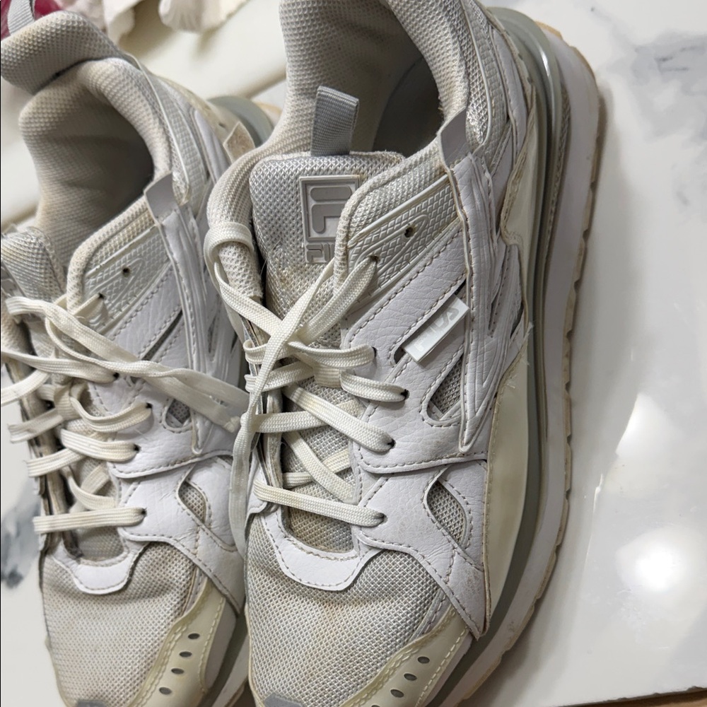 Fila White and Cream Athletic Shoes